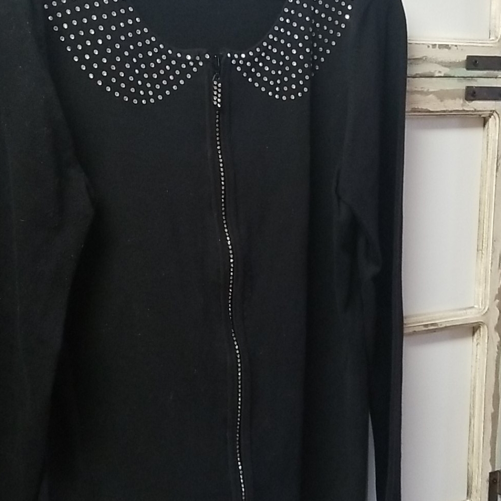 Rhinestone Collared Sweater